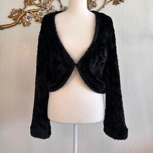 Vintage style black faux fur cropped